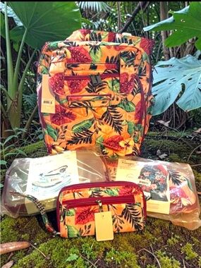 Lug Floral Travel Bundle Backpack Packing Cubes Wristlet Packable Tote NWT
